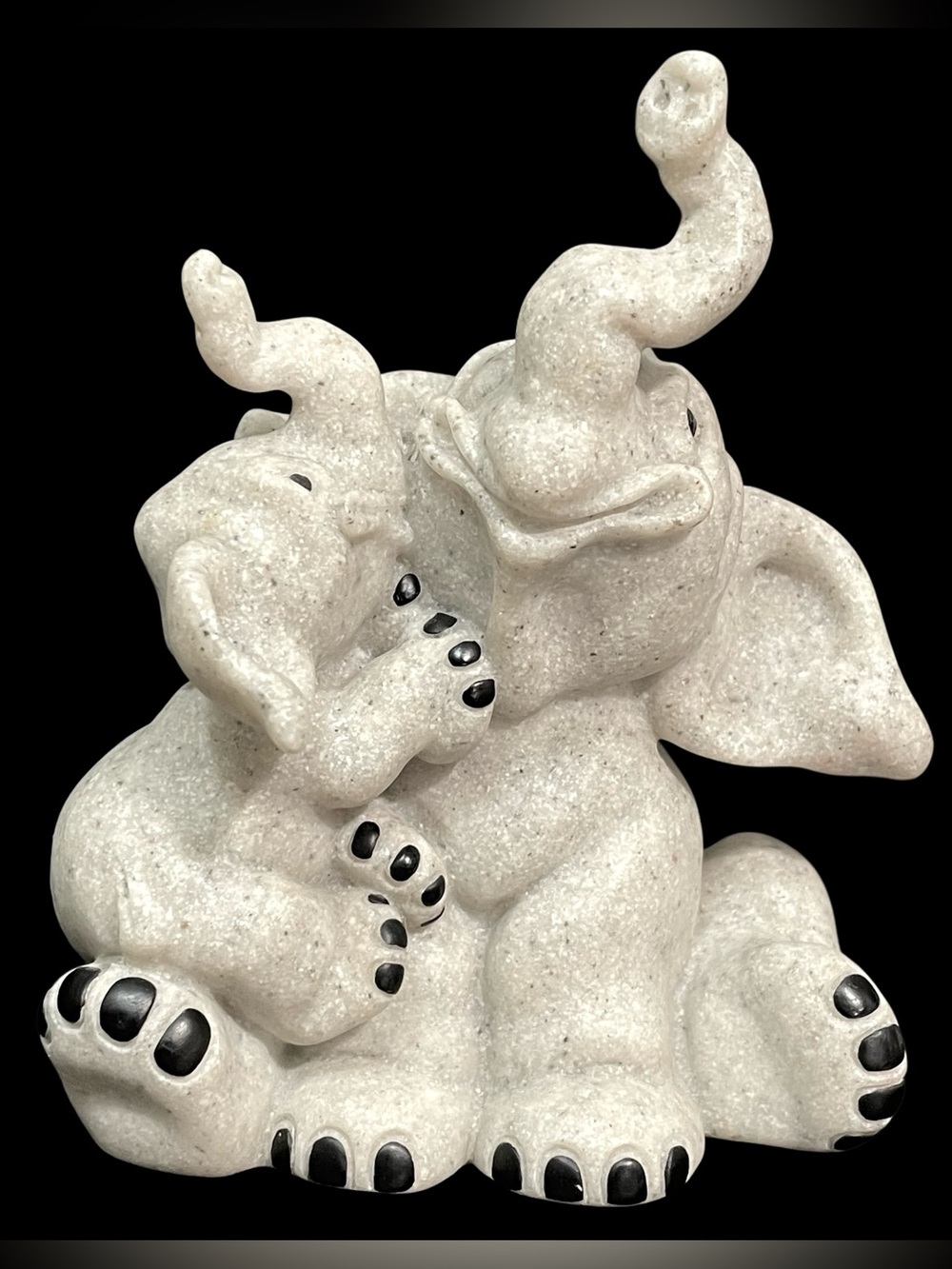 Vintage 2001 Quarry Critters Evian & Ella Elephant Figurine Second Nature Design
